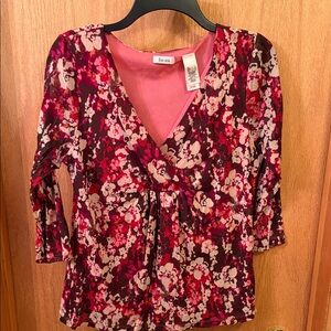 liz&co. Red and Pink Floral Blouse